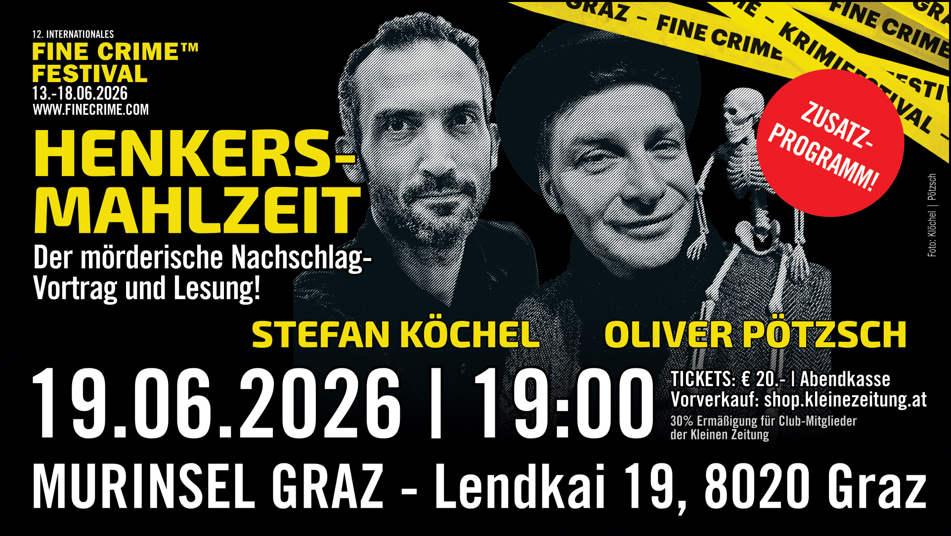 Oliver Pötzsch liest auf der Murinsel | Vortrag von Stefan Köchel - Fine Crime Festival 2026