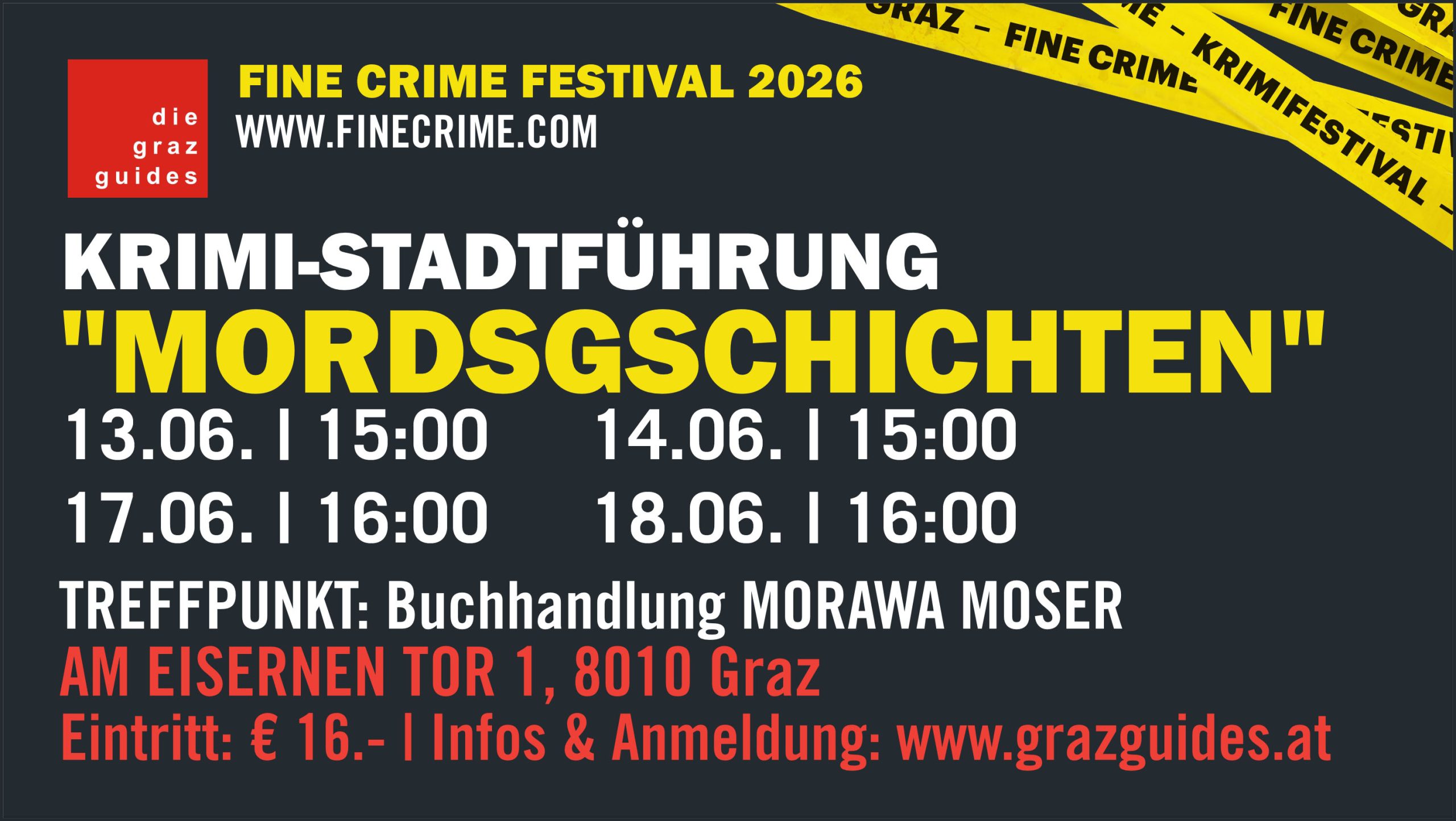 Krimi-Stadtführungen des Grazguides beim Fine Crime Festival 2026