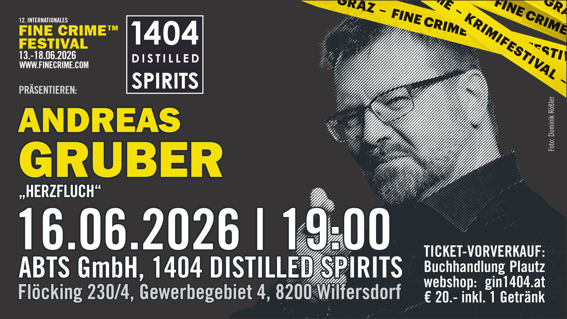 Andreas Gruber liest beim Fine CrimeFestival bei GIn 1404, ABTS GmbH