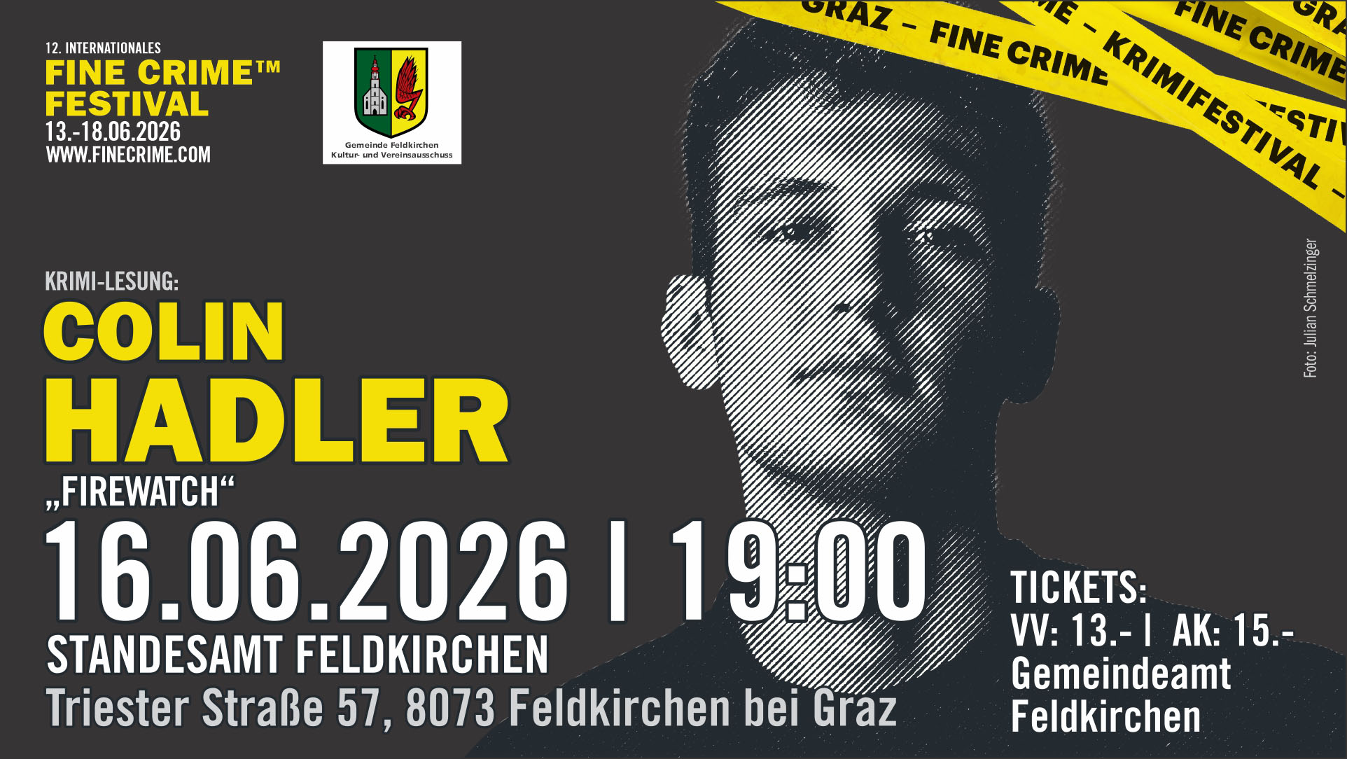 Colin Hadler liest in Feldkirchen -Fine Crime Festival 2026